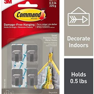 Command Small Stainless Steel Metal Hooks, One Size