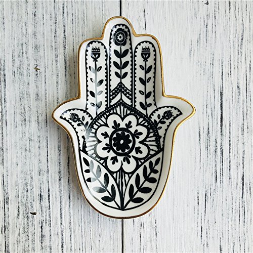 Saideke Home Trinket Dish Hand Small Jewelry Tray Ring Dish Holder Decorative Plate Hamsa Hand