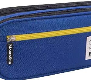 MontoSun Pencil Case Pen Bag, Big Capacity Pencil Bag Pencil Pouch with Durable Zippers Multi Compartments Pen Case Desk Organizer for Office School Supplies (Dark Blue)