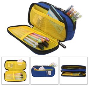 MontoSun Pencil Case Pen Bag, Big Capacity Pencil Bag Pencil Pouch with Durable Zippers Multi Compartments Pen Case Desk Organizer for Office School Supplies (Dark Blue)