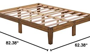 Olee Sleep Smart Wood Platform Bed Frame, Queen, Light Brown