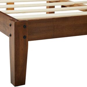 Olee Sleep Smart Wood Platform Bed Frame, Queen, Light Brown