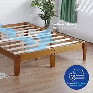 Olee Sleep Smart Wood Platform Bed Frame, Queen, Light Brown