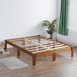 Olee Sleep Smart Wood Platform Bed Frame, Queen, Light Brown