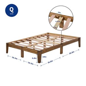Olee Sleep Smart Wood Platform Bed Frame, Queen, Light Brown