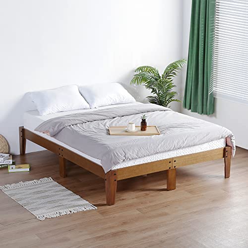 Olee Sleep Smart Wood Platform Bed Frame, Queen, Light Brown