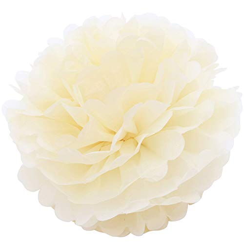 HappyField Honey and Bee Baby Shower Decorations Yellow Cream Black Tissue Paper Pom Poms Flower Paper Lanterns for Honey Bee Birthday Party Wedding Bridal Shower Outdoor Decoration 18Pcs Mixed 8" 10"