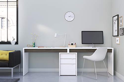 Nexera Chrono 96" Dual Writing Desk Bark Grey/White