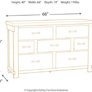 Signature Design by Ashley Brashland Farmhouse 7 Drawer Dresser with Dovetail Construction, Textured White