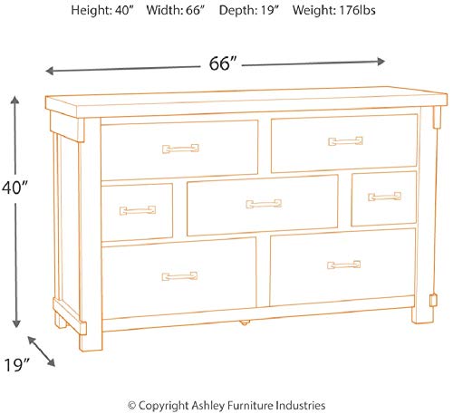 Signature Design by Ashley Brashland Farmhouse 7 Drawer Dresser with Dovetail Construction, Textured White