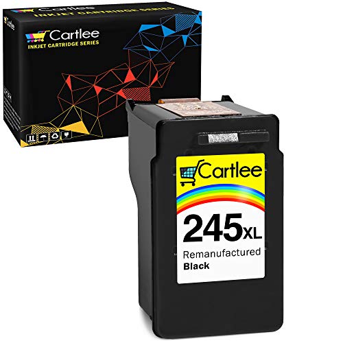 Cartlee 1 Black Remanufactured PG-245xl High Yield Ink Cartridges Replacement for iP2820 MG2420 MG2920 MG2922 MG2520 MG2924 MX492 - Shows Ink Level