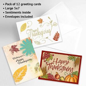 Current Faith Thanksgiving Greeting Cards Set - Themed Religious Holiday Card Variety Value Pack, Set of 12 Large 5 x 7-Inch Cards, Assortment of 12 Unique Designs, Envelopes Included