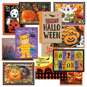 current halloween greeting cards set - set of 12 large 5 x 7-inch cards, themed holiday card variety value pack, assortment of 12 unique designs, envelopes included