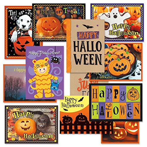 Current Halloween Greeting Cards Set - Set of 12 Large 5 x 7-Inch Cards, Themed Holiday Card Variety Value Pack, Assortment of 12 Unique Designs, Envelopes Included