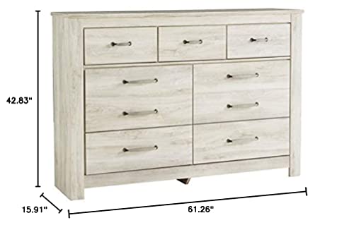 Signature Design by Ashley Bellaby Farmhouse 7 Drawer Dresser, Whitewash