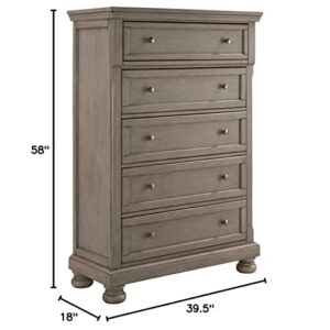 Signature Design by Ashley Lettner Traditional 5 Drawer Chest with Dovetail Construction, Light Gray