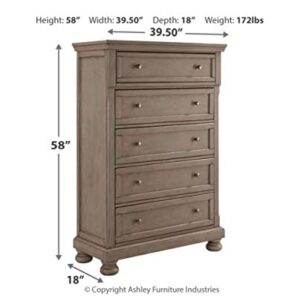 Signature Design by Ashley Lettner Traditional 5 Drawer Chest with Dovetail Construction, Light Gray