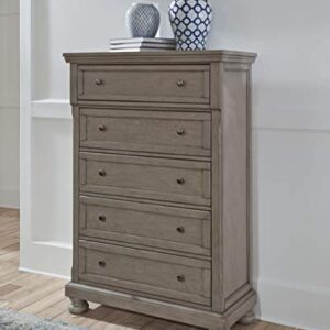 Signature Design by Ashley Lettner Traditional 5 Drawer Chest with Dovetail Construction, Light Gray