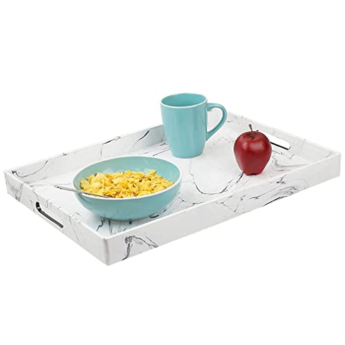 HDS Serving Tray Trading 18 x 13 Coffee Tray Faux Marble, White