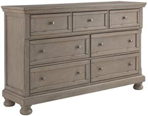 signature design by ashley lettner modern traditional 7 drawer dresser, light gray
