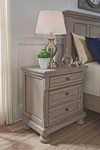 Signature Design by Ashley Lettner Modern Traditional 2 Drawer Nightstand, Light Gray