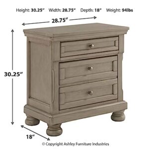 Signature Design by Ashley Lettner Modern Traditional 2 Drawer Nightstand, Light Gray