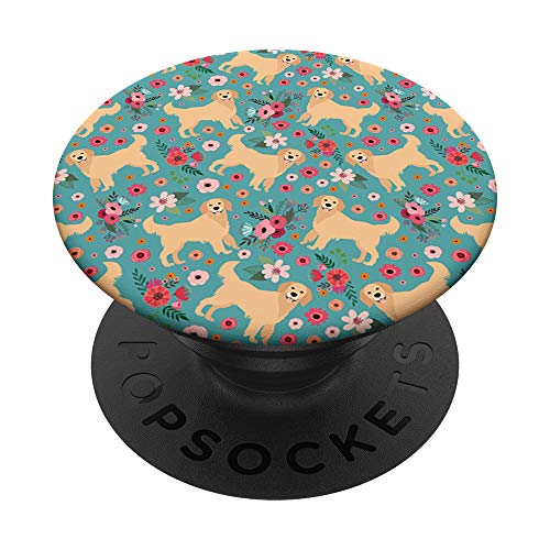 Cute Golden Retriever Flower Pattern PopSockets PopGrip: Swappable Grip for Phones & Tablets