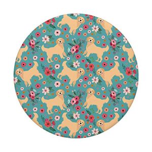 Cute Golden Retriever Flower Pattern PopSockets PopGrip: Swappable Grip for Phones & Tablets