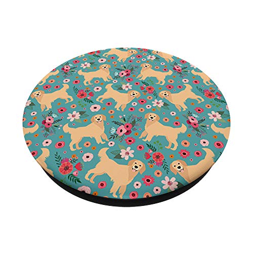 Cute Golden Retriever Flower Pattern PopSockets PopGrip: Swappable Grip for Phones & Tablets