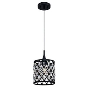 westinghouse lighting 6362700 waltz one-light mini, matte black finish mesh with crystals indoor pendant, 1 seeded glass, red