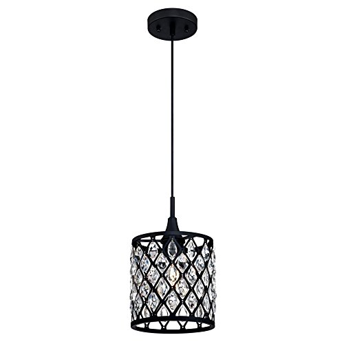 Westinghouse Lighting 6362700 Waltz One-Light Mini, Matte Black Finish Mesh with Crystals Indoor Pendant, 1 Seeded Glass, Red