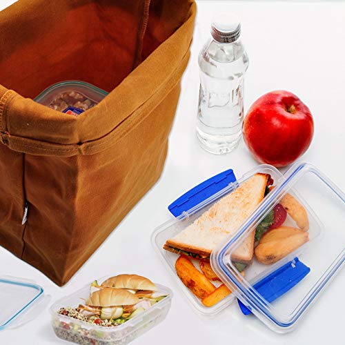 Waxed Canvas Lunch Bags Brown Paper Bag Styled - Classic Updated - Reusable and Washable, Worthbuy Lunch Box for Men & Women