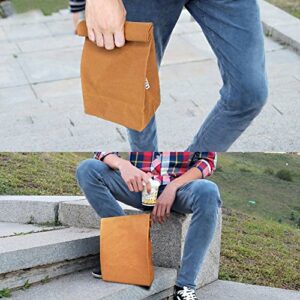 Waxed Canvas Lunch Bags Brown Paper Bag Styled - Classic Updated - Reusable and Washable, Worthbuy Lunch Box for Men & Women