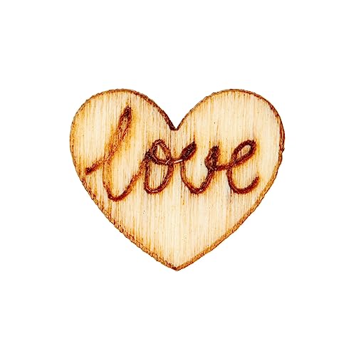 Juvale 200 Pack Engraved Wood Heart Table Confetti, Small Wooden Hearts for Crafts, Wedding, Valentines Decor (Love)