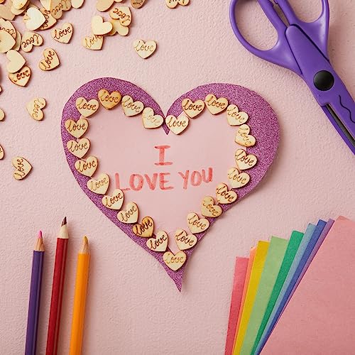 Juvale 200 Pack Engraved Wood Heart Table Confetti, Small Wooden Hearts for Crafts, Wedding, Valentines Decor (Love)