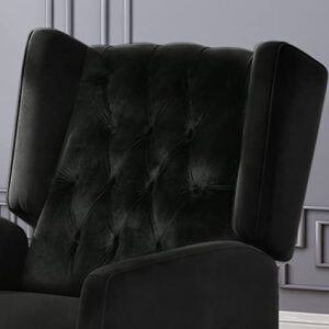 Christopher Knight Home Diana Wingback Recliner, Black + Dark Brown