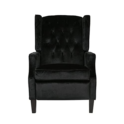 Christopher Knight Home Diana Wingback Recliner, Black + Dark Brown