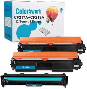 color4work compatible replacement for hp 17a cf217a toner cartridge 2 pack and hp 19a cf219a drum unit 1 pack for hp laserjet pro m102 m102w, mfp m130 m130fn m130fw m130fn printer