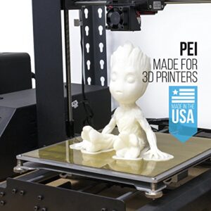 Gizmo Dorks PEI Sheet 3D Printer Build Surface 300mm x 300mm (11.8" x 11.8") with Laminated 3M 468MP Adhesive, Made in The USA