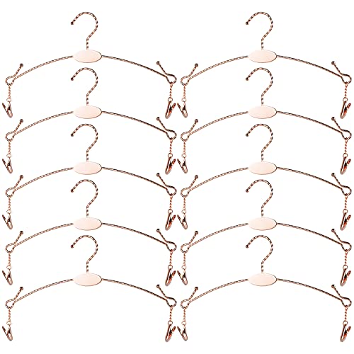 Exttlliy Metal Underwear Bra Rack Durable Fashion Children Clothes Hangers Hook Lingerie Shop Display Hanger with Clips (Rose Gold, 10PCS)