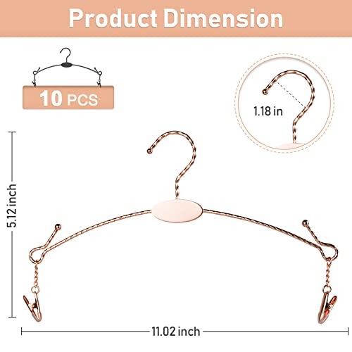 Exttlliy Metal Underwear Bra Rack Durable Fashion Children Clothes Hangers Hook Lingerie Shop Display Hanger with Clips (Rose Gold, 10PCS)