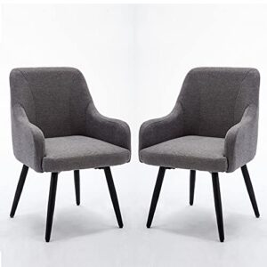 Yongchuang Swivel Dining Chairs Set of 2 Upholstered Living Room Chairs Office Desk Arm Chair Modern Accent Chair Gray