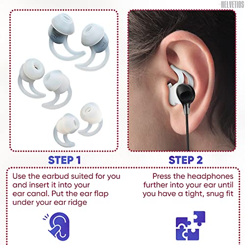 White Earbud Replacement Tips - 3 Pairs Ear Hooks for Airpods Noise Isolation Tips Small Airpod Pro Ear Tips for S, M, L - Silicone Earbud Cover Tips for Bose Soundsport Earbuds Earphones Cover