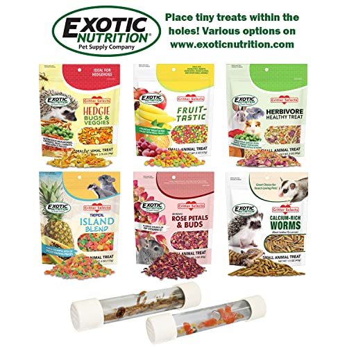 Exotic Nutrition Rolling Forage Cylinder - Fun & Unique Forage Toy - Sugar Glider, Hedgehog, Squirrel, Chinchilla, Prairie Dog, Degu, Chicken, Bird, Skunk, Rabbit, Hamster, and Other Small Animals