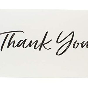 Thank You Cards and Envelopes Black Font White Card Stock - Bulk Box Set of 100 Notes For Weddings Graduations Baby Showers Birthdays