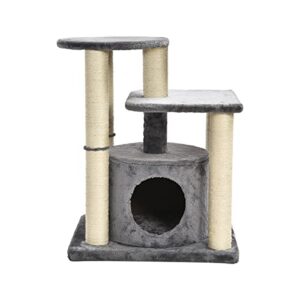 amazon basics small cat tree tower with condo and scratching post - 26 x 19 x 31 inches, gray