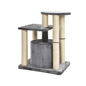 Amazon Basics Small Cat Tree Tower With Condo And Scratching Post - 26 x 19 x 31 Inches, Gray