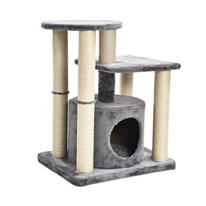 Amazon Basics Small Cat Tree Tower With Condo And Scratching Post - 26 x 19 x 31 Inches, Gray