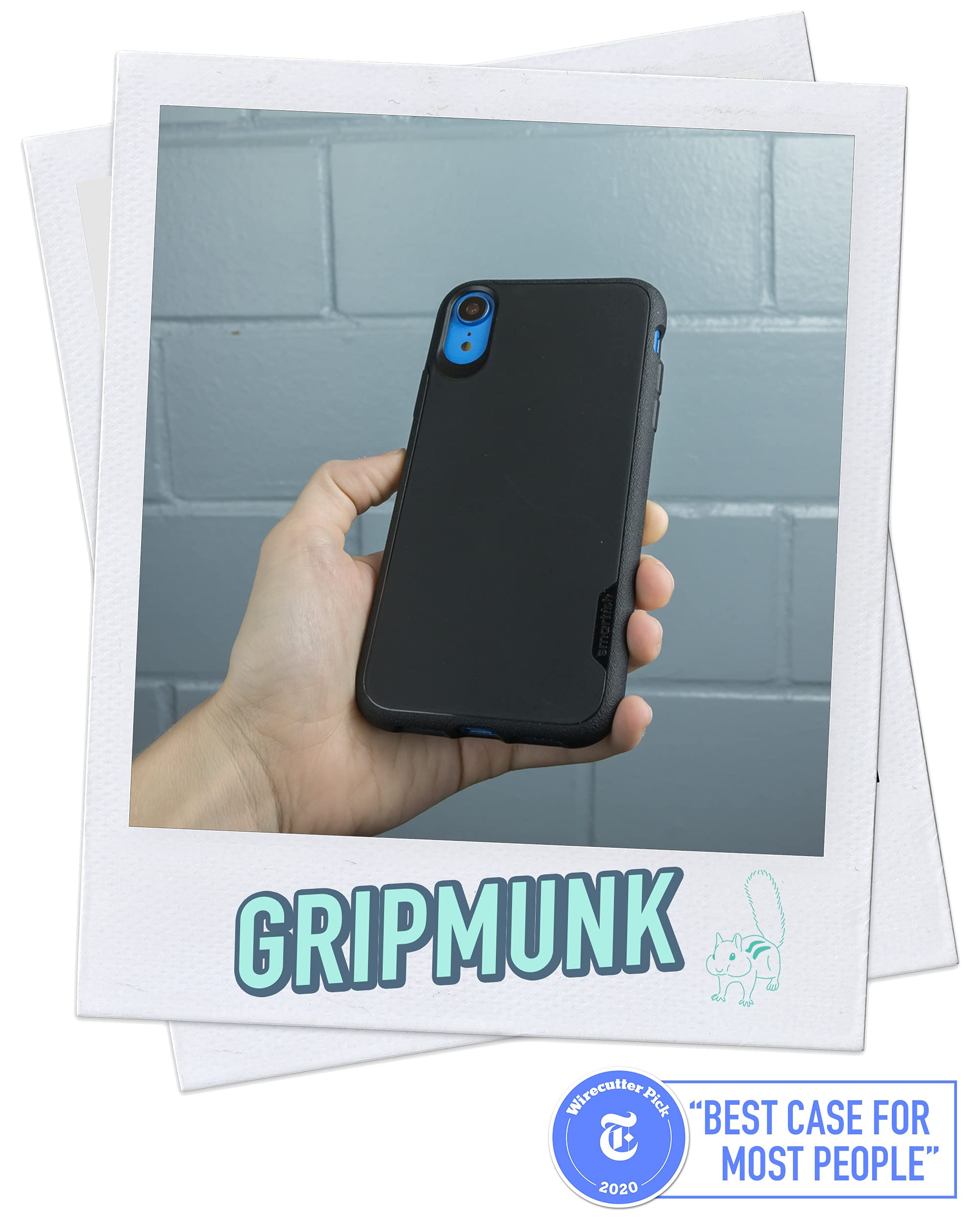 Smartish iPhone XR Slim Case - GripmunK [Lightweight + Protective] Thin Cover for Apple iPhone 10R (Silk) - Black Tie Affair