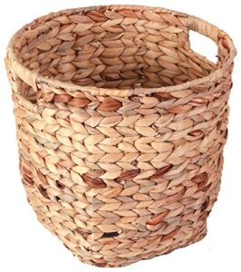 vintiquewise water hyacinth large round wicker wastebasket with cutout handles